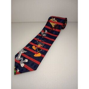 Looney Tunes Mania Vintage 1995 Navy & Red Men's Neck Tie 54" long 4" wide